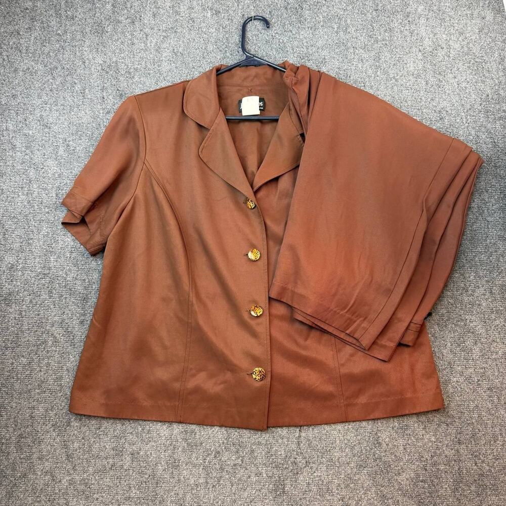 Vintage John Philips Woman Pantsuit Brown 20W USA 2 Pc Set